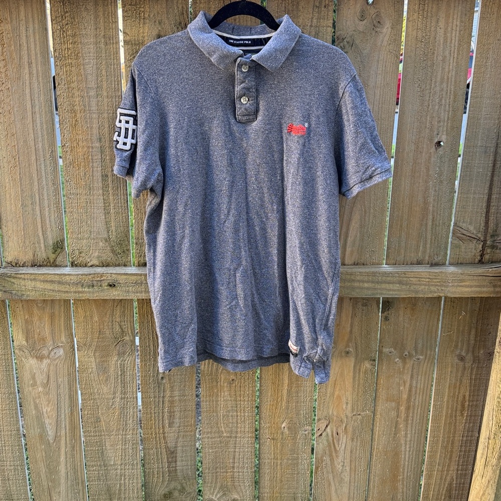 Superdry spirit of Japan Classic Gray Polo with Red Accents
